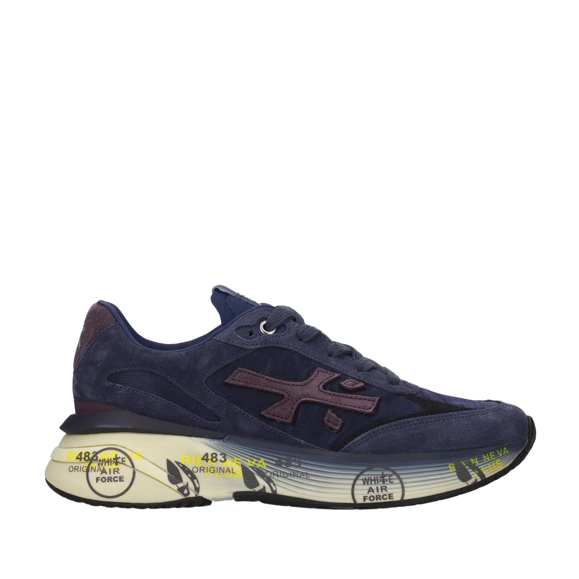 Sneaker Premiata modello Moerun in suede e tessuto tecnico blu